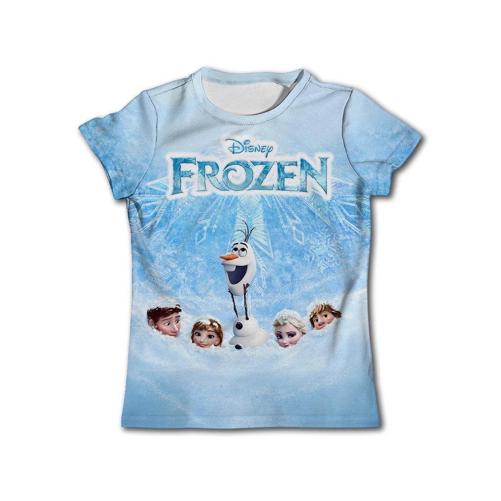 2025 Фильм Холодное сердце Анна Эльза 3D принт Футболка Девочка Топы Футболки Детская одежда Дети Костюм для детской вечеринки по случаю дня рождения