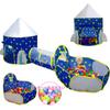 Stylish Kids' Tent with Ball Pit, Indoor Play Set, 3-Piece Set with Toddler Toys, Ball House, Tunnel, and Basket Net. Foldable and Easy To Use, This