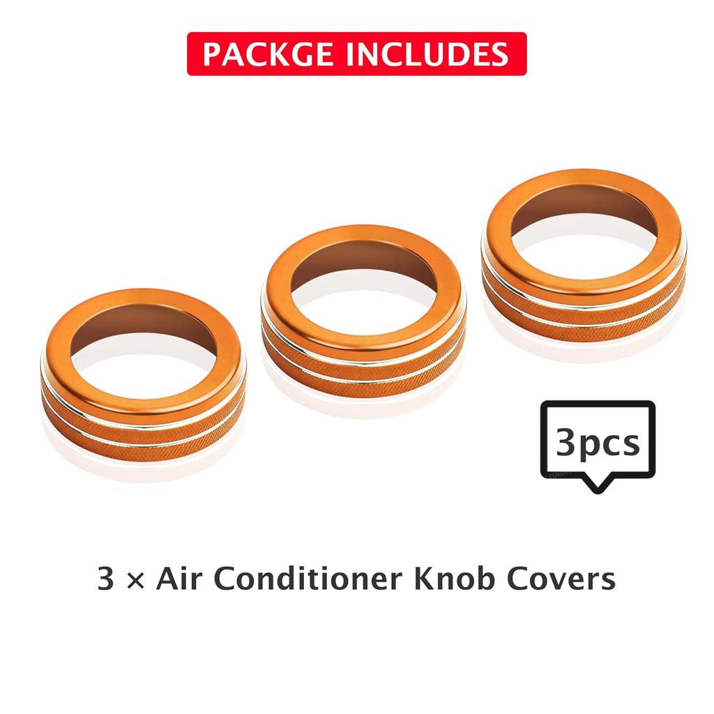 for Honda Passport 2026 Accessories - 3-Pieces Aluminum Alloy Air-Conditioning Knob Cover Trims (Orange) - DvlynAuroa