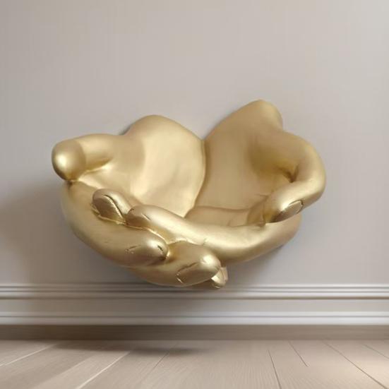 Пальмовая скульптура ювелирная тарелка настенное искусство статуэтка рука лоток для хранения смола золотистый