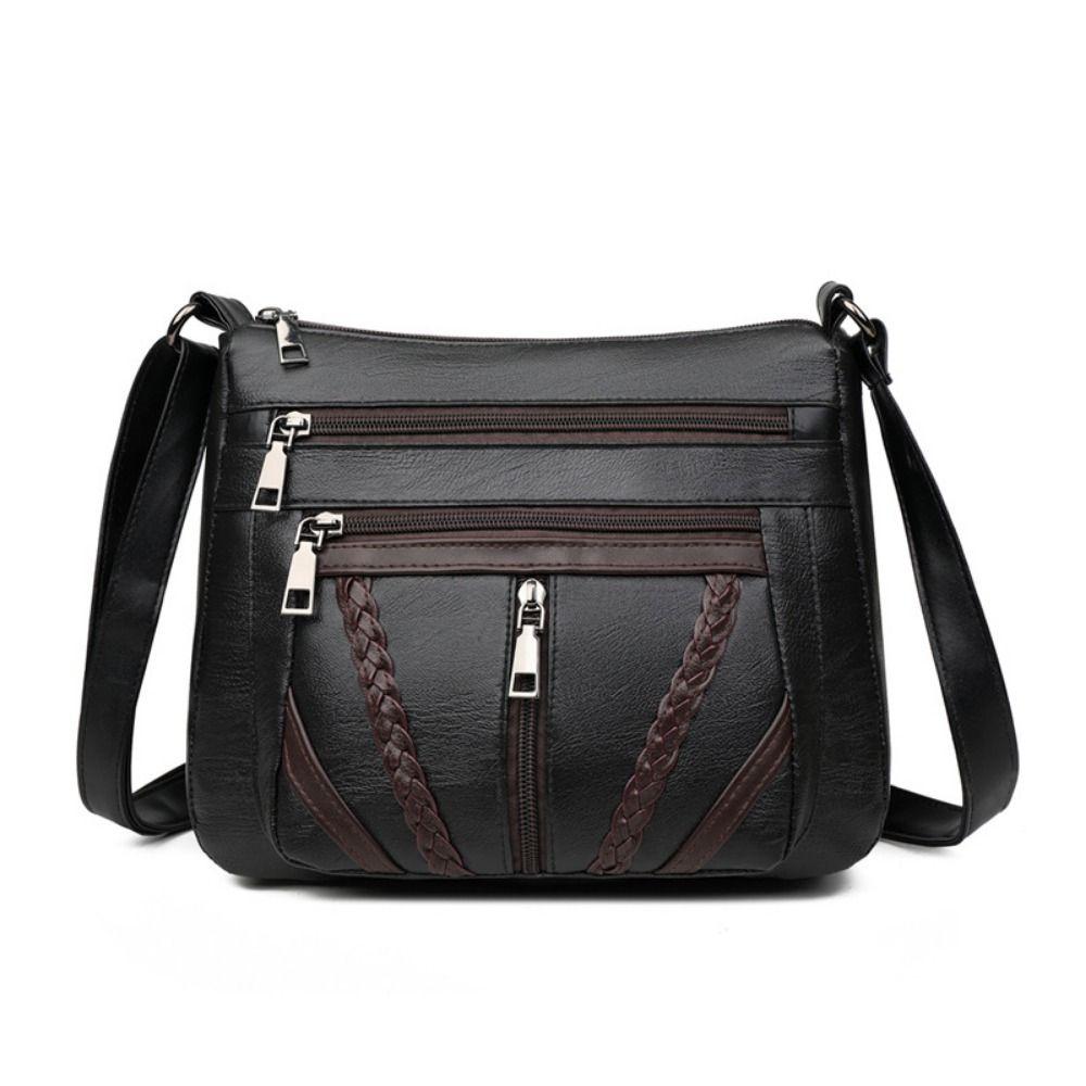 Large Capacity Women PU Shoulder Bag PU Leather Messenger Bag Crossbody Handbag Streetwear