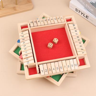 Четырехсторонняя игра-головоломка с 10 числами Shut The Box, набор с кубиками, игра для вечеринки для 4 игроков, числовая игра, настольные игры для взрослых и семей