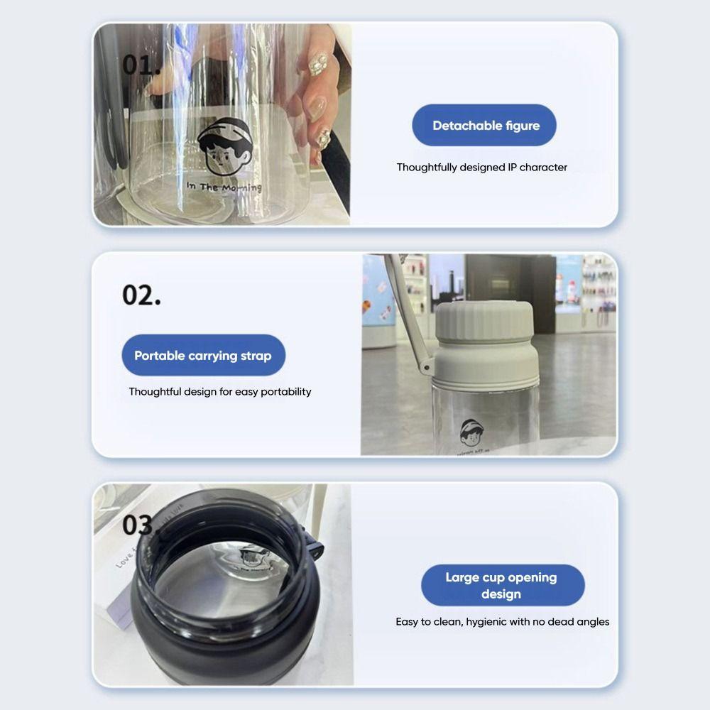 Black White Water Bottle 1000ML Sports Kettle Portable Water Cup Outdoor Sport