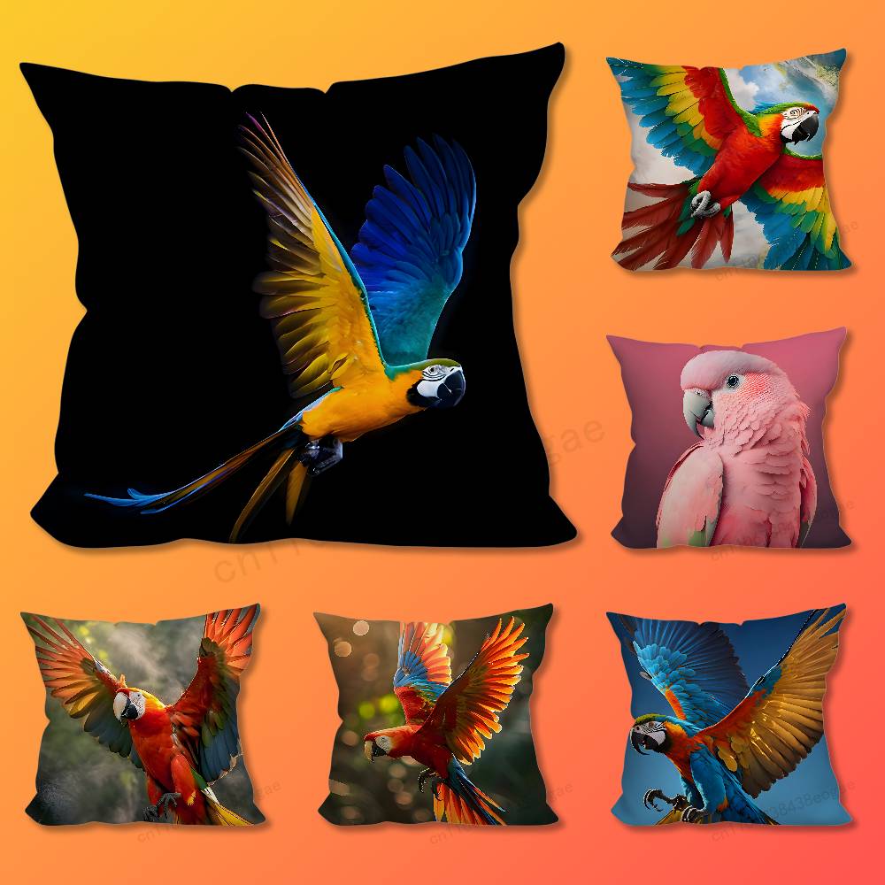 Арт Птица Попугай Наволочка Для Гостиной Подушка На Диван Подходит Для Украшения Дома Спальни И Защиты