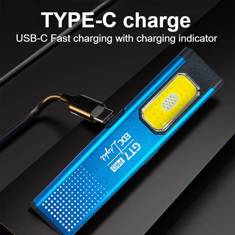 Компактный многорежимный карманный светодиодный фонарик USB-C перезаряжаемый фонарь с красным синим стробоскопом для дома, кемпинга, чрезвычайных ситуаций, EDC и путешествий