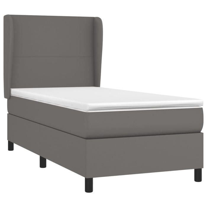 Lit sommier - Maison Exclusive - Similicuir gris - Matelas 100x200 ressorts ensachés - Tête de lit réglable