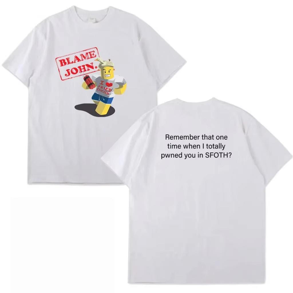 Blame John Printed T-shirt Casual Loose Fun Fashion Round Neck T-shirt Women Summer Short Sleeve Tops Graphic T Shirts Y2K Top