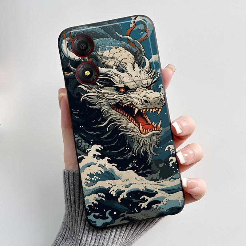 For ZTE Blade A34 4G Soft Silicone Black Case Good-looking Pattern Love Panda Rabbit Shockproof Shell ZTE Blade A34 4G Casing
