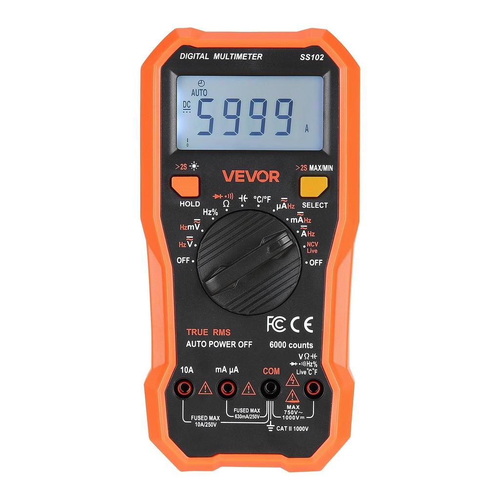 Digital Multimeter, 6000-Count TRMS DC/AC Voltmeter Current Tester, Professional NCV Multimeter for Current Voltage Resistance Capacitance Duty-Cycle