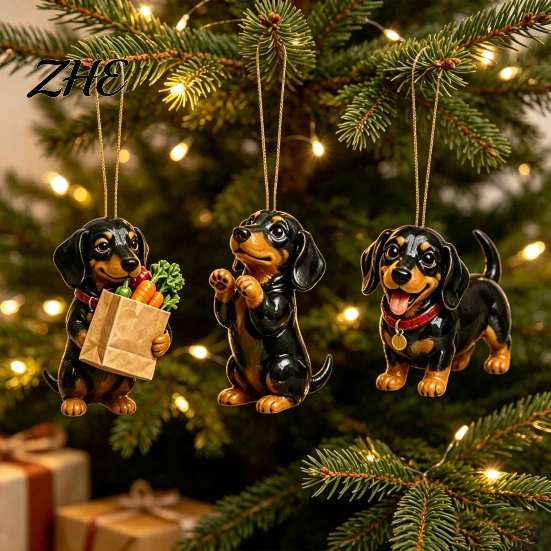 Holiday Seasonal Home Accents 2026 Dachshund Advent Calendar, 24 Days Dog Collectible Surprises with 2D Christmas Tree Hanging Collectibles