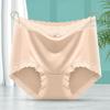 Sexy Underwear for Women Lace Edge Medium High Waist Satin Panites Comfortable Plus Size No Trace Silk Antibacterial Crotch Triangle Underwear