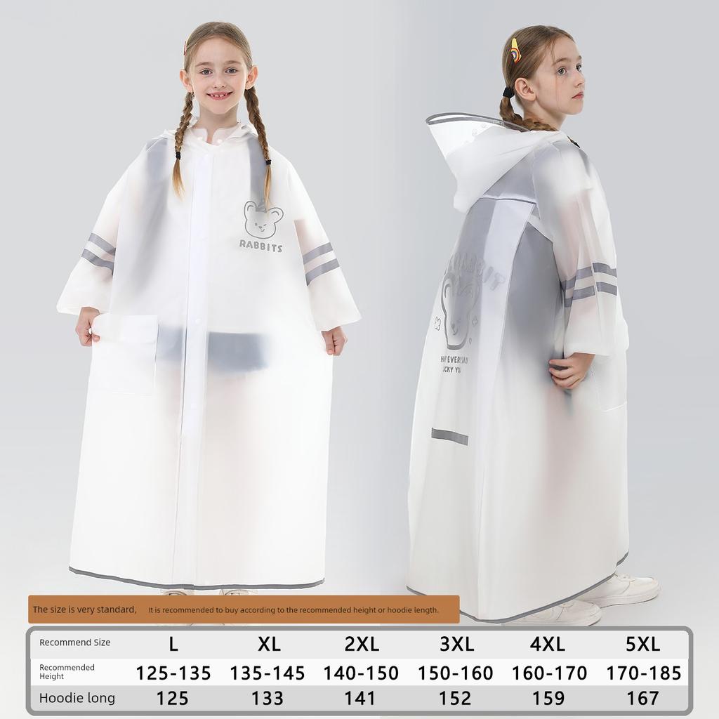 Kids Raincoat Children's High School Primary School Student Boys and Girls Big Schoolbag Full Body Rainproof for School