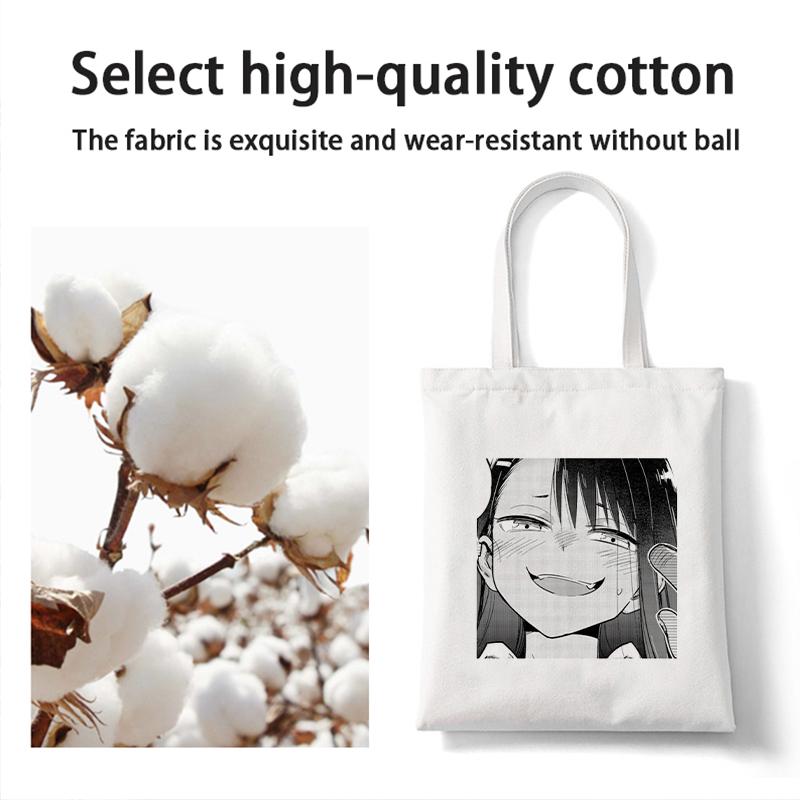 Сумки-шопперы с героями мультфильмов, японское аниме, забавные, пожалуйста, не запугивайте меня, сумки Nagatoro, сумки на плечо, парусиновая женская большая сумка для покупок
