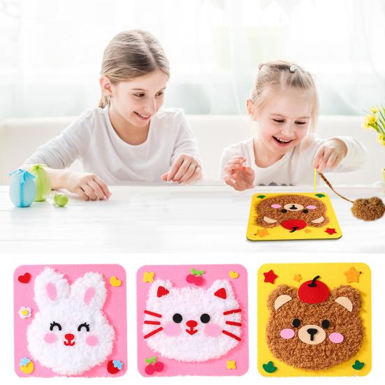 3 шт. Набор для вышивки кукол с изображением животных из мультфильмов своими руками для начинающих детей и взрослых, пряжа