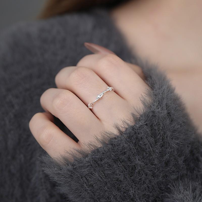 Adjustable Star Ring With Zircon Stones Minimalist Korean Style Womens Dainty Jewelry