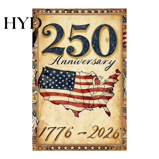 Porch Patriotic Flag 250th Anniversary America Garden 250 Years of Freedom Banner 4th July Yard Sign for Independence Day Memorial Gift American