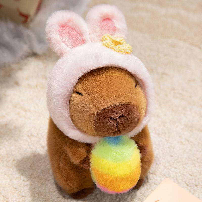 20cm Cute Easter Egg Capybara Plush Toys Movie Stuffed Animals Hug Egg Rabbit Capybara Dolls Easter Gifts for Kids Room Decor