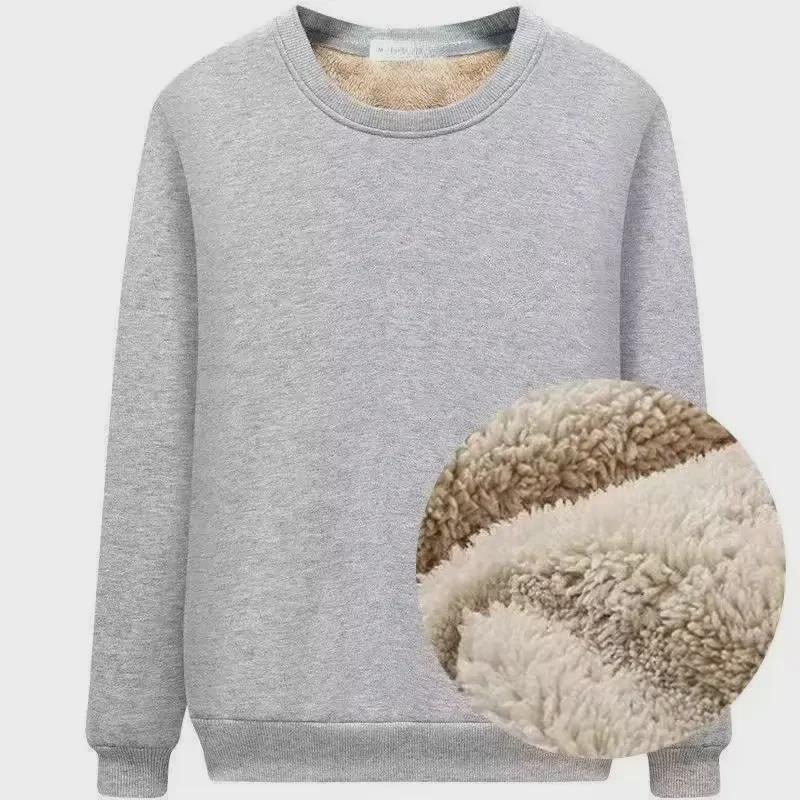 Men's Thickened Plush Lamb Fleece Sweatshirt - Warm Winter Casual Round Neck Top