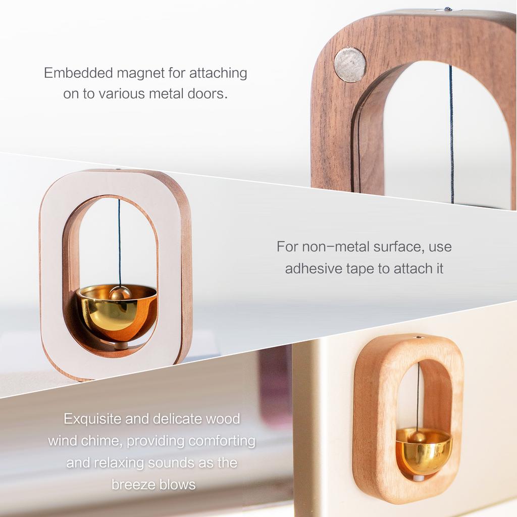 Suction Wind Chime Doorbell Decoration Refrigerator Door Closet Wood Windchime Bells for Home Garden Windchime Gift