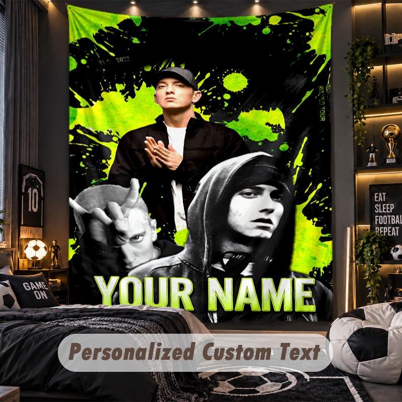 Personalized Wall Tapestry,Eminem Custom Printed Name, Fabric Wall Art For Indoor Room Backdrop
