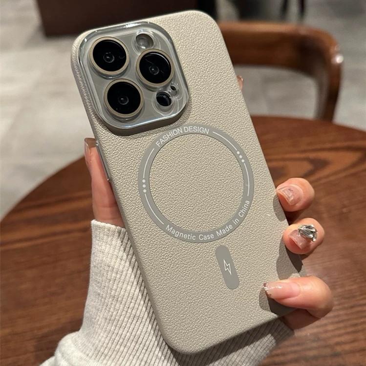Применимо к iPhone 17 чехол для мобильного телефона с магнитным креплением, узор из кожи личи, Apple 16, кристальные очки, матовый, 15, всесторонний защитный чехол
