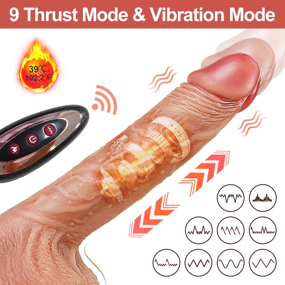 Автоматический телескопический фаллоимитатор-качалка с беспроводным дистанционным подогревом, вибратор на присоске, реалистичный пенис, секс-игрушки для женщин 18