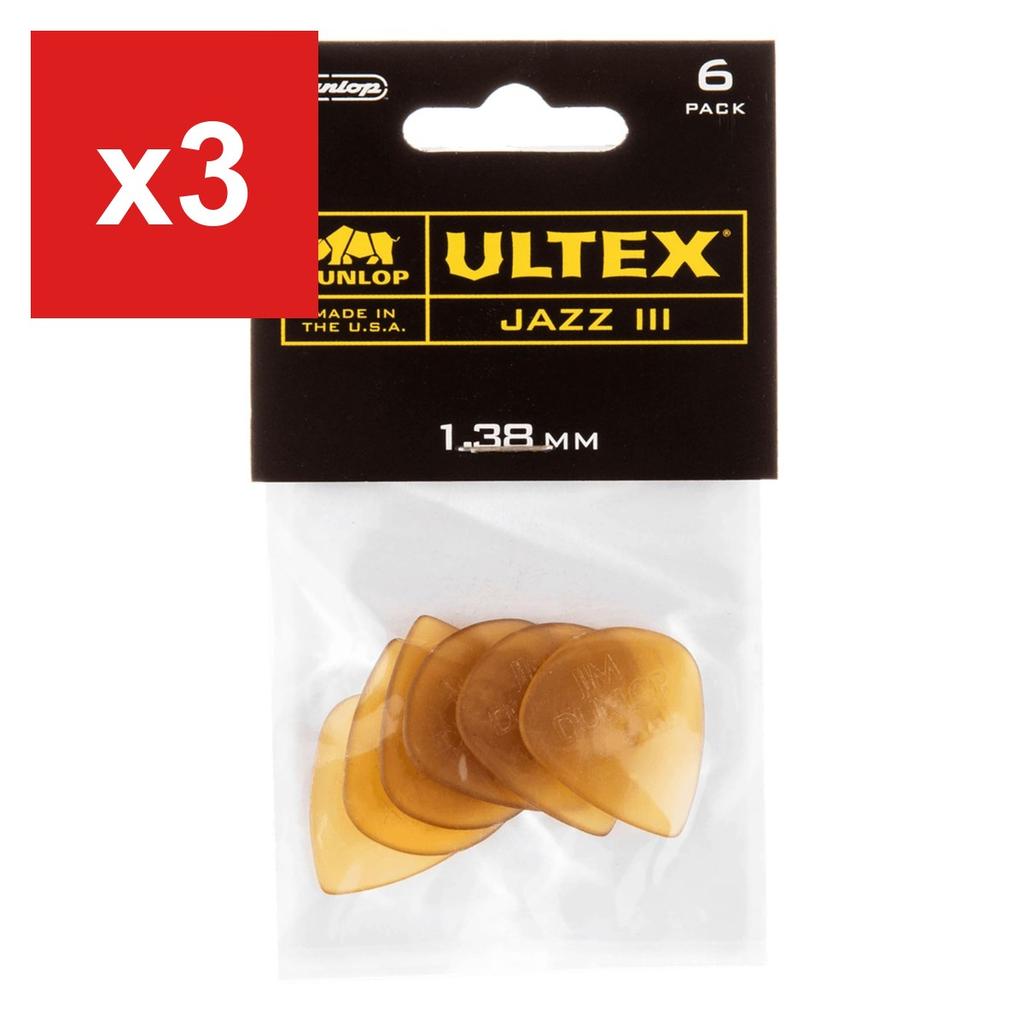 Guitar Picks Jim Dunlop 427P Ultex Jazz III, 1.38mm, 6-Pack