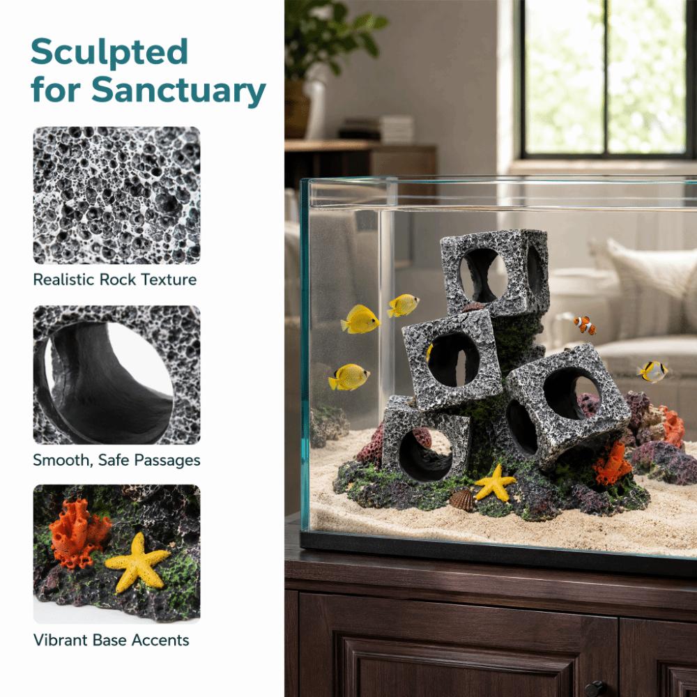 Hollowed-out Aquarium Rock Resin Shrimp Breeding Cave Cubes Cave Shelter Home Aquarium
