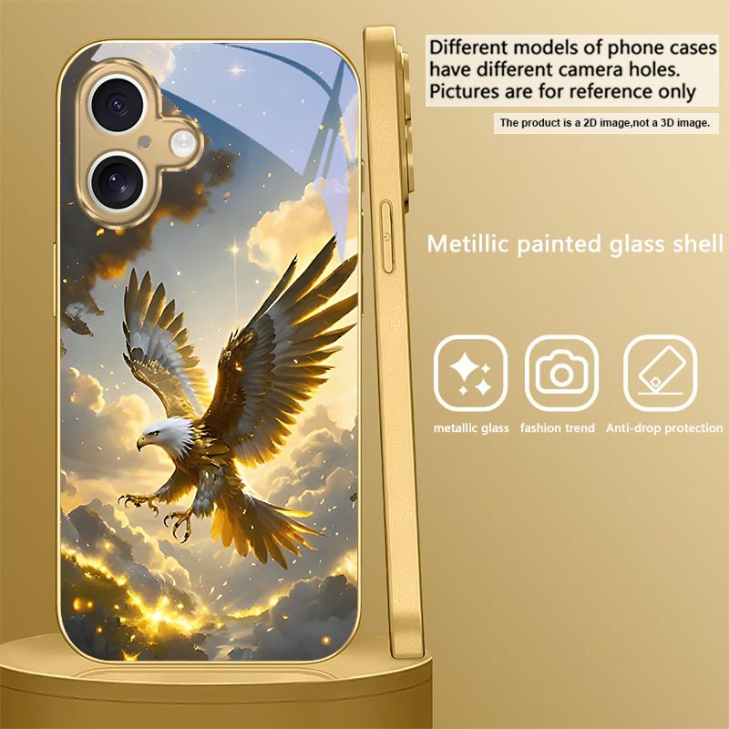 Золотой Цыпленок Роскошный Для iPhone 16E 15 Pro 14 13 Plus 12 mini 11 15Pro 14Max 13Plus XR Xs X 16 Pro Max Золотой стеклянный чехол для телефона