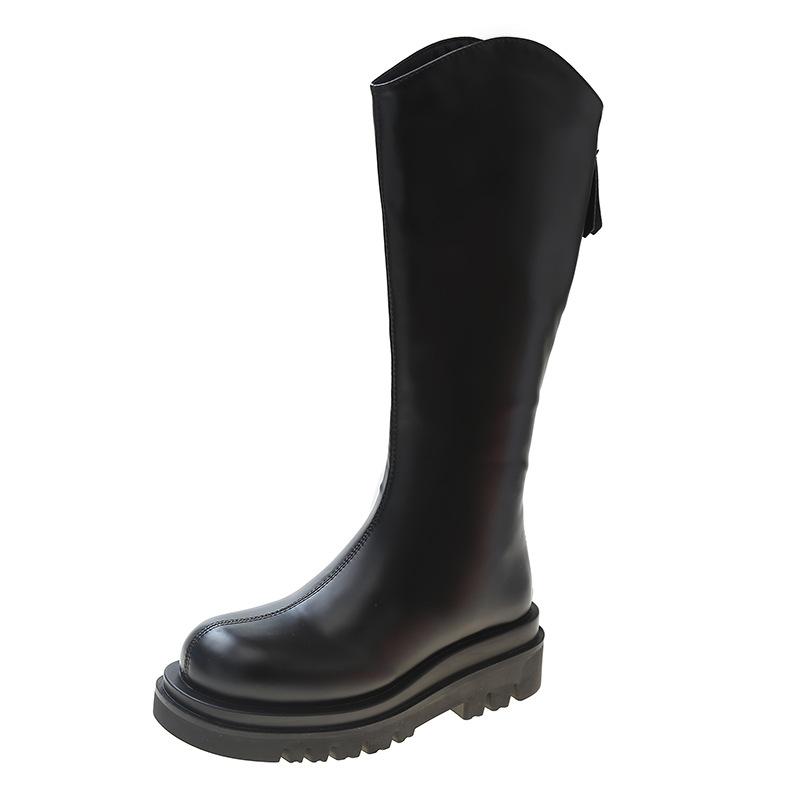 Boots Boots Women's Autumn and Winter New Fleece Thick-soled Wide Big Tube Weight Fat V-mouth Tall Knight Boots