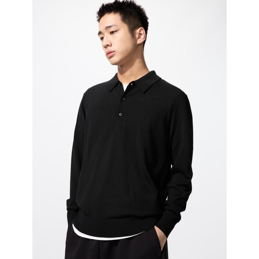 Uniqlo Японский шерстяной поло-свитер из мериноса