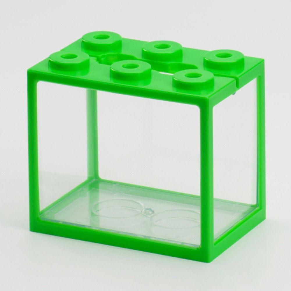 LED Lamp Betta Fish Tank Plastic Breeding Box Creative Building Block Aquarium Desktop Ornament