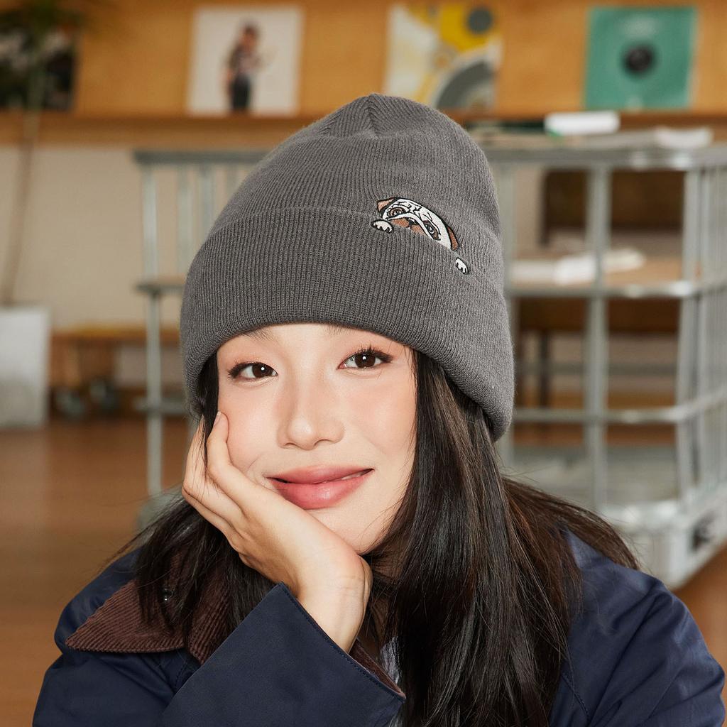 New Dog Embroidery Beanie Hat for Winter, Ear Warmer Knit Cap for Men and Women, Warm Fleece Lined Unisex Skull Cap