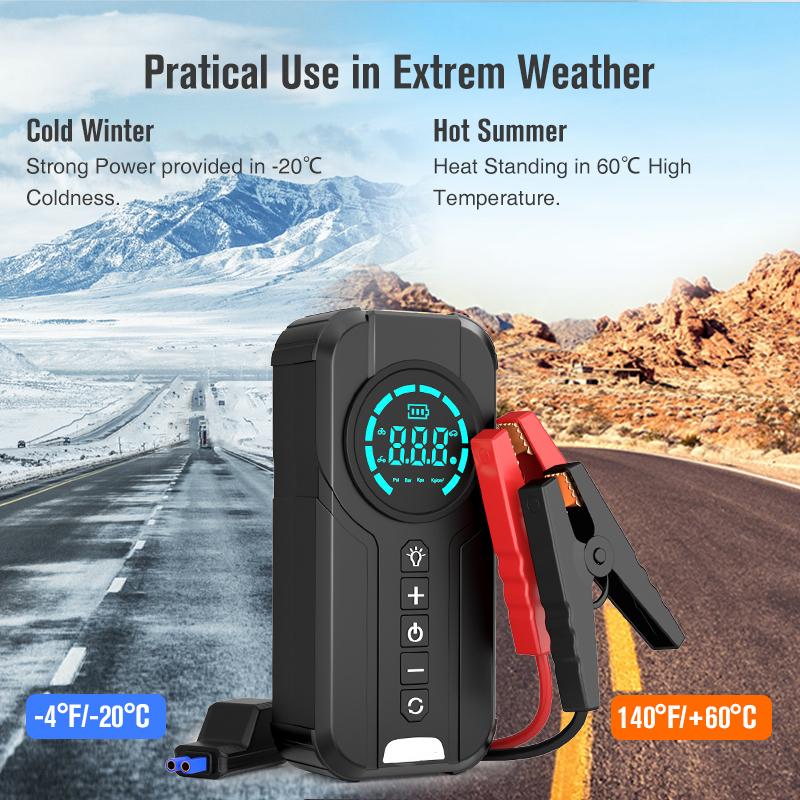 Car Air Pump 4 In 1 Auto Tyre Inflator with Jump Starter Portable Air Compressor Power Bank Starters Starting Lighting
