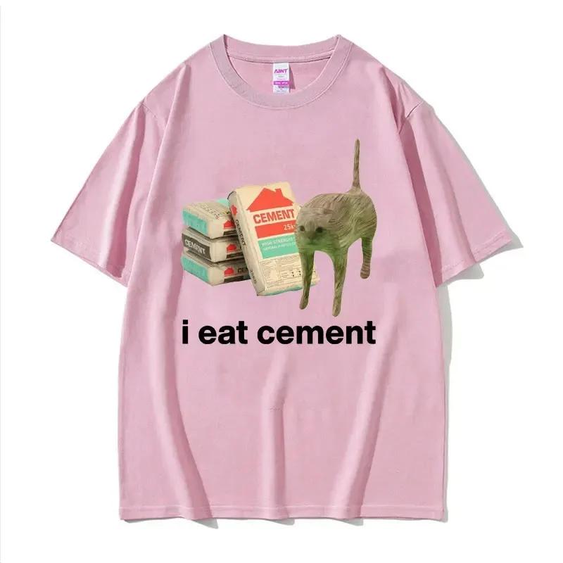 I Eat Cement Cursed Cat Funny Meme T Shirt WoFashion Humor Short Sleeve T Shirts High Quality Cotton T-shirt Tops 2024