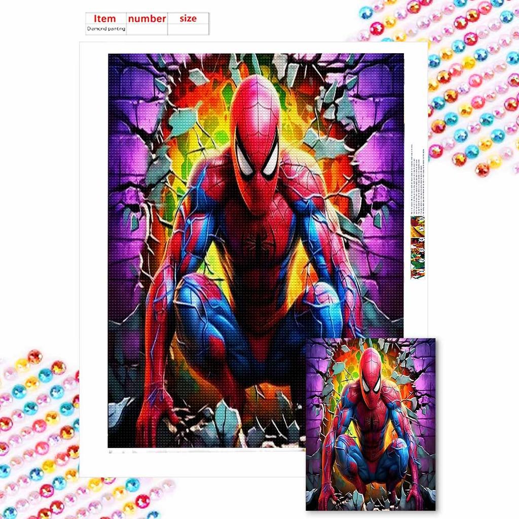 Full Round Diamond Painting Spider-man Breaking Through The Wall Art Rhinestone Picture Mosaic DIY 5D Cross Stitch Embroidery Home Decoration