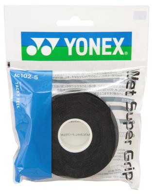 YONEX Влажная лента для хвата Super Grip Сменный блок AC1025 Черный Теннис/Бадминтон (5-Pack)
