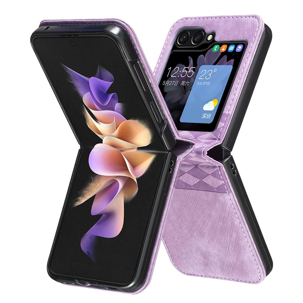 Для Samsung Galaxy Z Flip7 FE 5G/Z Flip6 5G/Z Flip5 5G Чехол Кожаный Противоударный Чехол для Телефона с Тиснением в виде Сетки