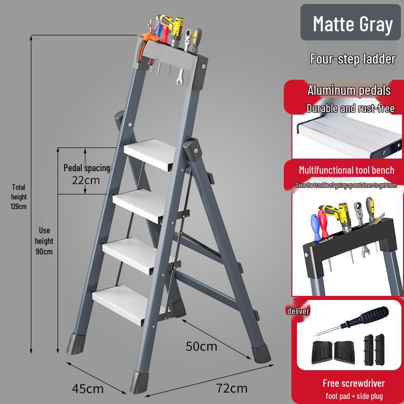 Compact Folding Multi-Functional Telescopic 4-Step A-Frame Ladder