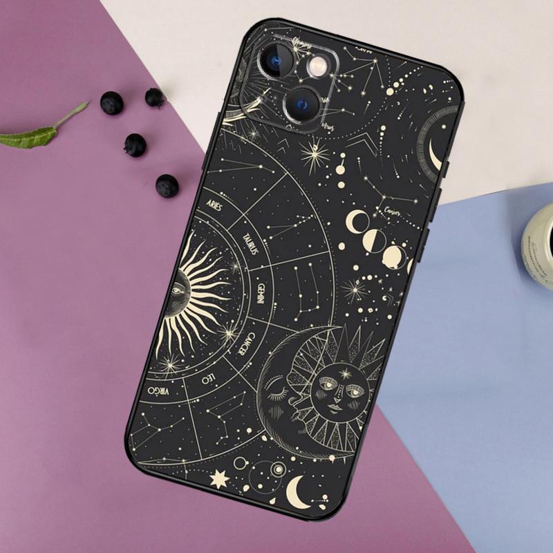 Силиконовый чехол 'Солнце Луна Знаки Зодиака Небесные' для iPhone 17 15 14 13 11 12 Pro Max 16 Plus 12 13 Mini 16e 17 Air Задняя крышка
