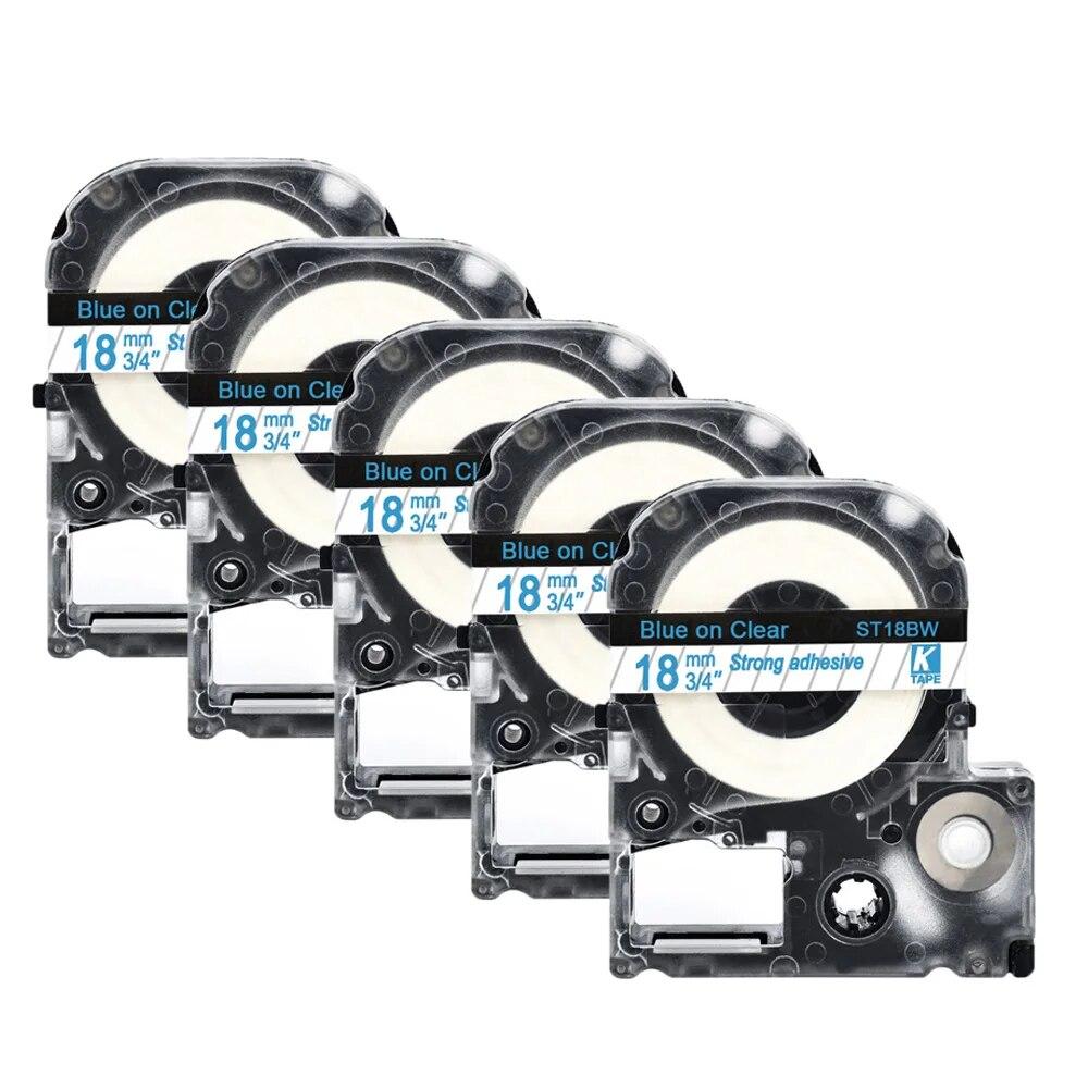 5 упаковок, 18 мм, разноцветная совместимая лента для этикеток Epson LC-5WBN / SS18KW SC18RW SD18K SC18YW для принтера Epson LW300 LW400 500 600