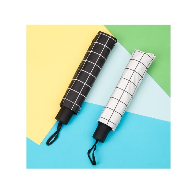 Складной зонтик-зонтик в клетку, черный резиновый солнцезащитный зонт с защитой от ультрафиолета
