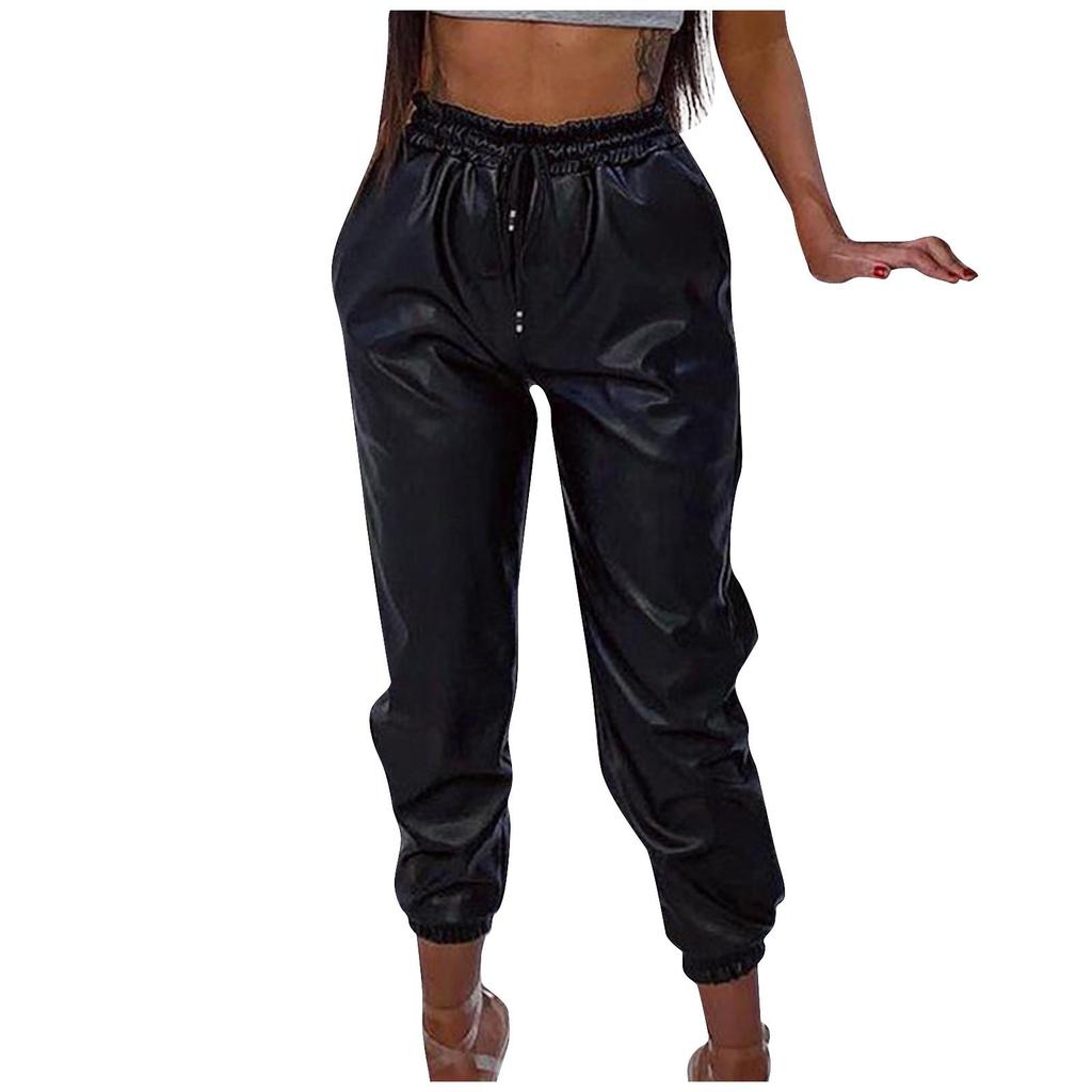 Женские повседневные брюки Harlan Ninth из твердой кожи с тонким шнурком и высокой талией