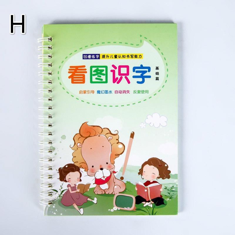 8 Pcs Multi-style Chinese and English Writing Practice Book Groove Copybook Calligraphy Supplies for Beginner Children Preschool Students