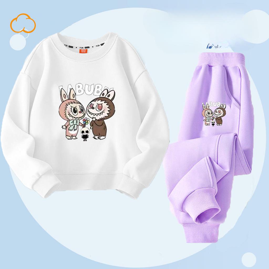 Весенне-осенний детский модный комплект с принтом букета: леггинсы и топ с круглым вырезом для девочек