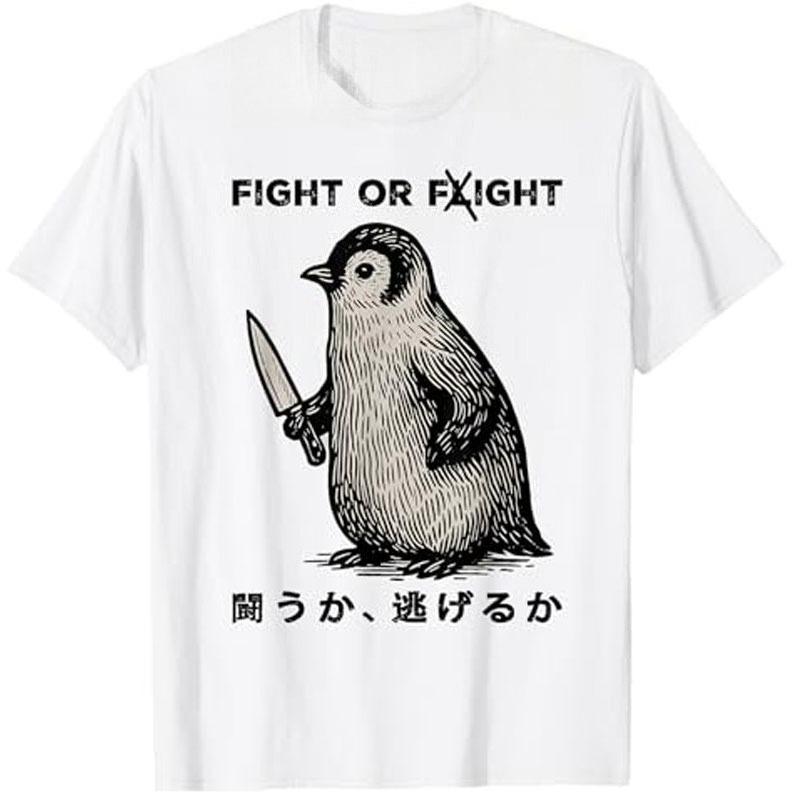 Divertido pingüino meme de lucha o vuelo con cuchillo camiseta sarcasmo broma diciendo camiseta Anime Angry Penguin Y2k