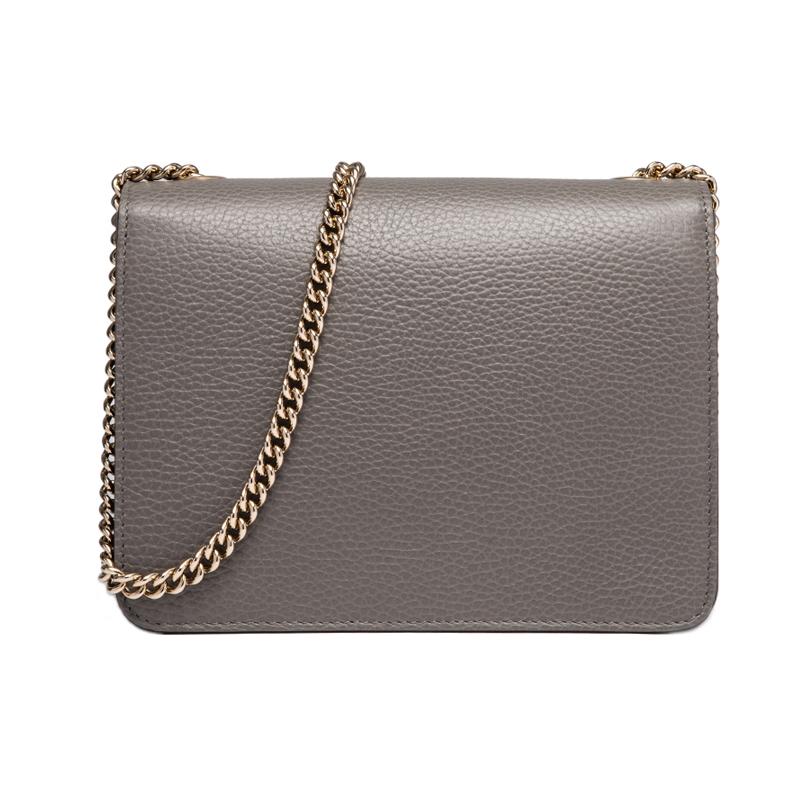 Gucci Double G chain pebbled cowhide messenger bag accordion bag crossbody bag shoulder bag women's gray