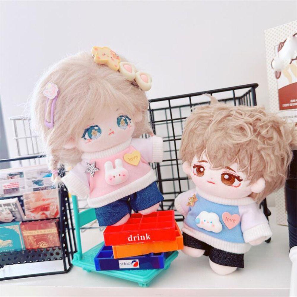 Одежда для кукол из хлопковых джинсов, костюм для мини-куклы, свитер, 10 см, кукла из хлопка