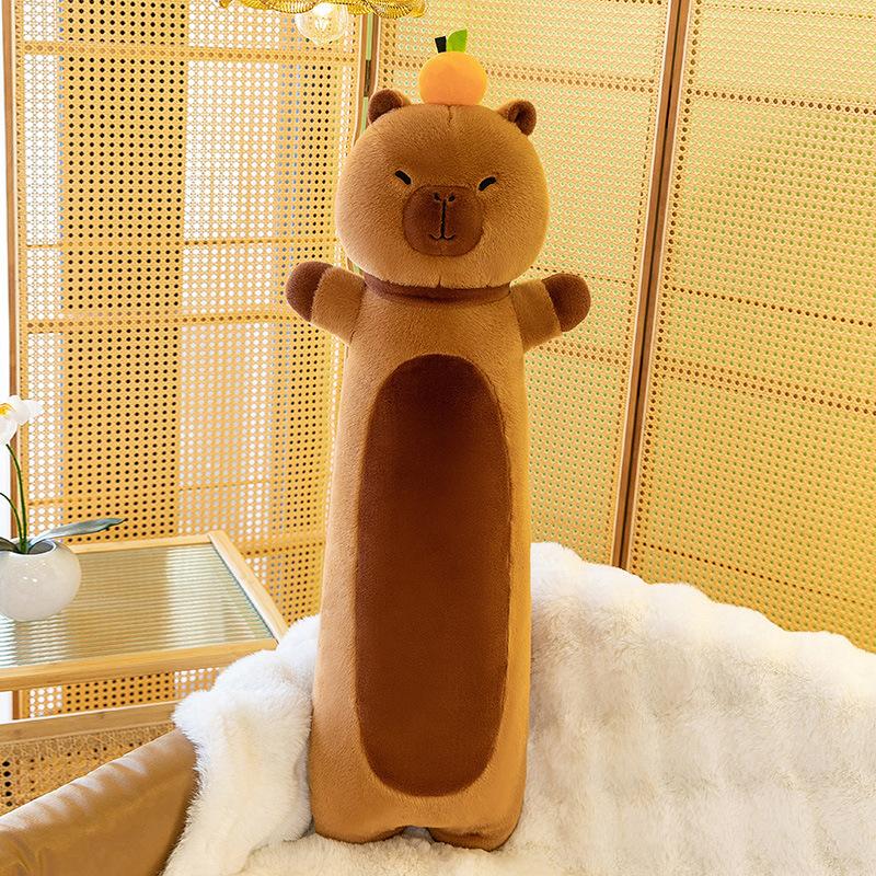 New Buddhist Capybara Long Throw Pillow Kapibara Plush Toy Doll Sleeping Leg Long Pillow