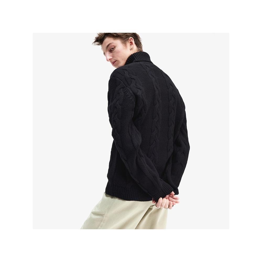 Fred Perry [sharp] Chunky Cable Knit Roll Neck Knit   Black Afpm2438575 102 qzgAfpm2438575 102